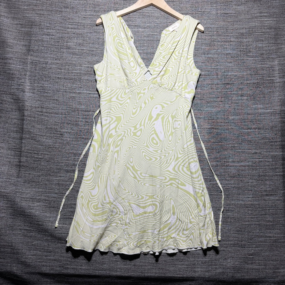 Roark Dress Womens Medium Green Swirl Sleeveless Moonlight Dress Psychedelic Tie
